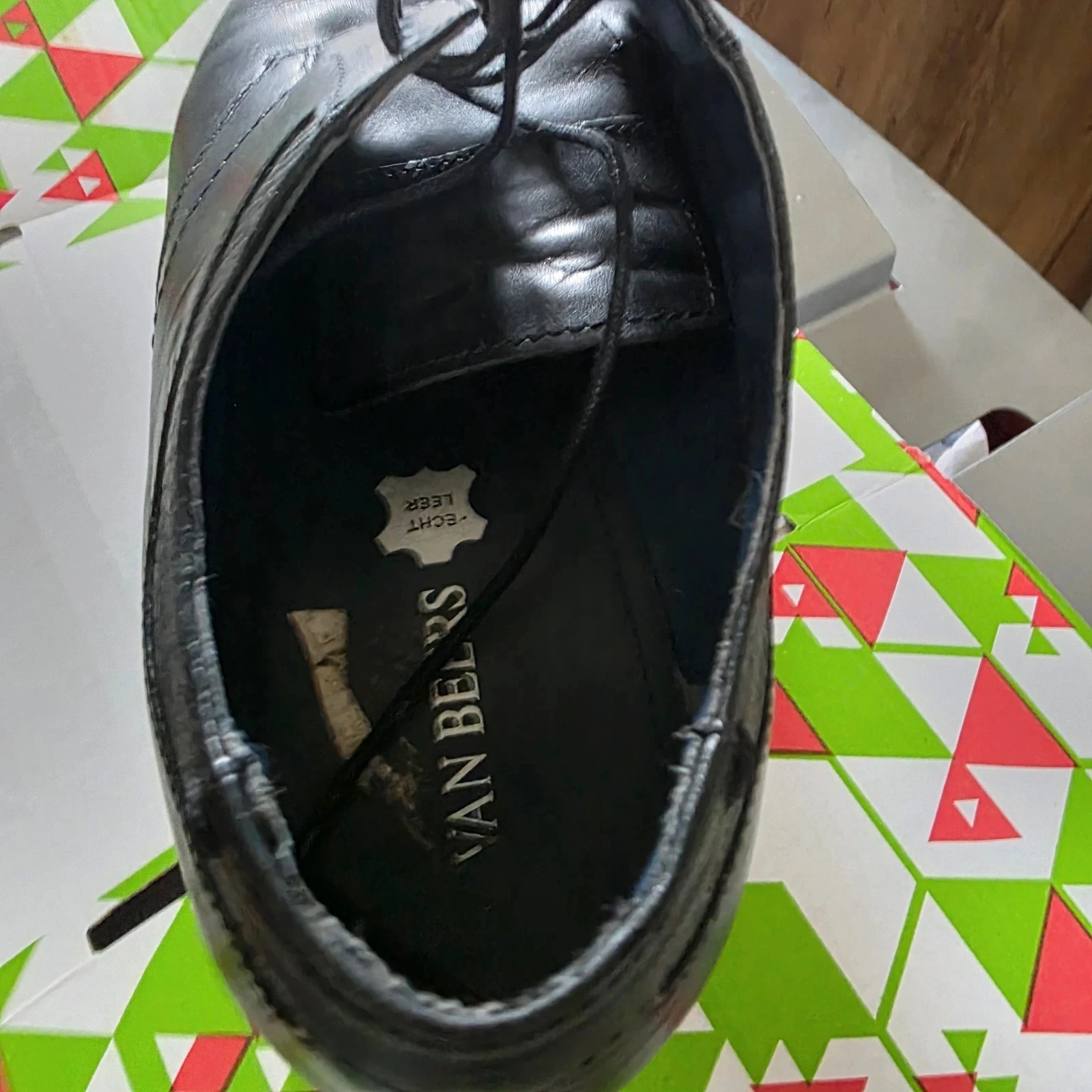 Chaussures de robe en cuir classique Van Beers - Cuir noir - Taille 44 (Excellent état – photo 9